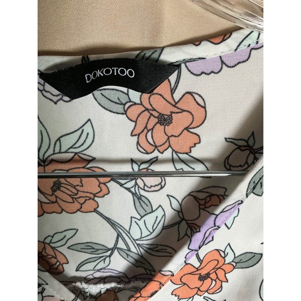 DOKOTOO Floral Print V Neck Long‎ Sleeve Mini Dress Women Size M - Picture 4 of 8
